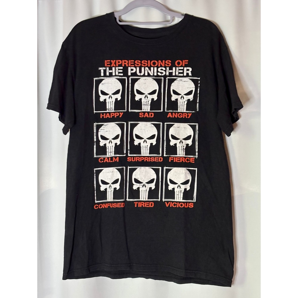 Marvel The Punisher Expressions Graphic T-Shirt Mens Medium Black Mad Engine